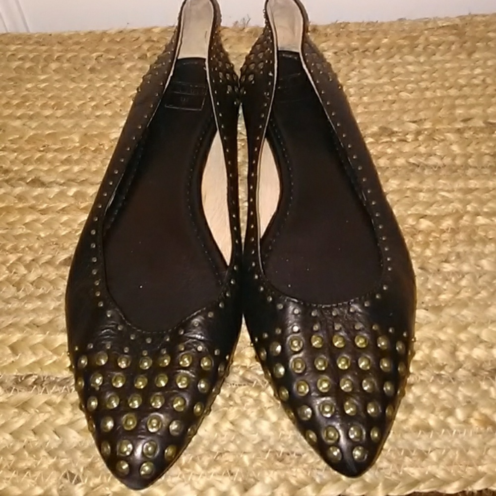 Frye Black Studded Flats